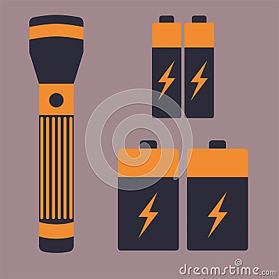 Battery energy flashlight tool vector illustration electricity charge fuel positive supply Vector Illustration