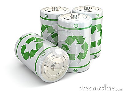Battery green recycling concept. Stock Photo