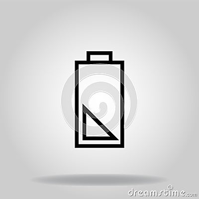 Battery half icon or logo in outline Vector Illustration