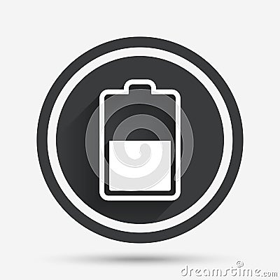 Battery half level sign icon. Low electricity. Vector Illustration