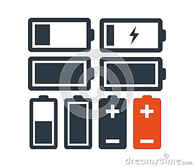 Battery Icon Set Vector Illustration