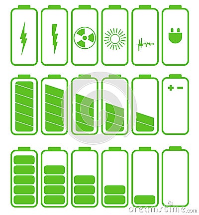 Battery icon set .Set of battery charge level Vector Illustration
