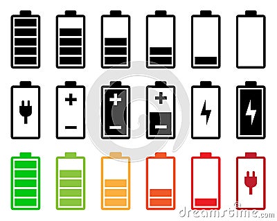 Battery icon set Vector Illustration