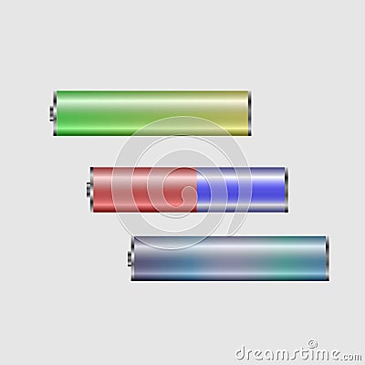 Battery icon vector set isolated on black background Stock Photo