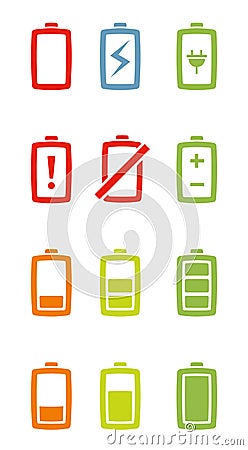 Battery icons set Vector Illustration