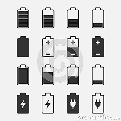 Battery Icons vector set Vector Illustration