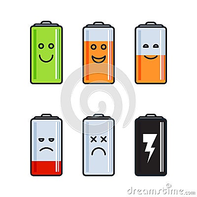 Battery indicator icons Vector Illustration