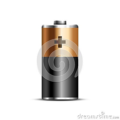Battery level 3d vector icon mockup glossy energy. Full battery cylinder Vector Illustration