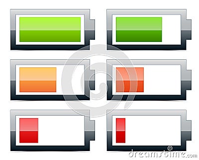 Battery level indicators Vector Illustration