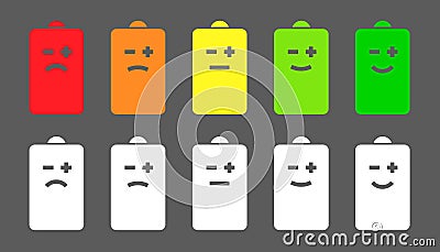 Battery level smiley icons Vector Illustration