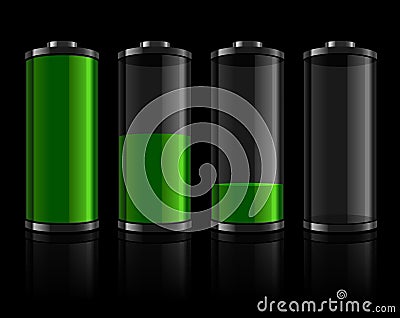 Battery levels set Cartoon Illustration