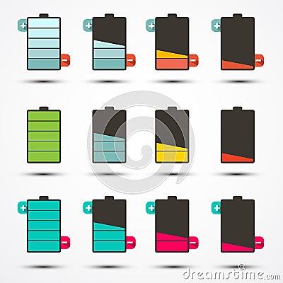 Battery Life Icons Set Set Vector Illustration