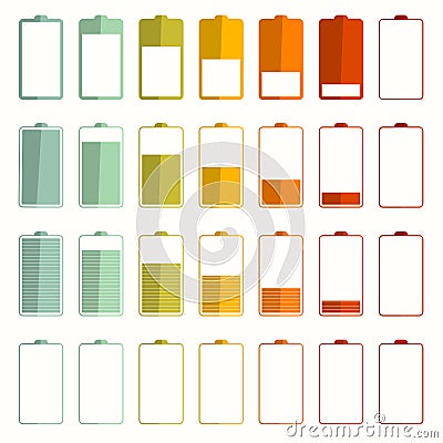 Battery Life Vector Icons Set Vector Illustration