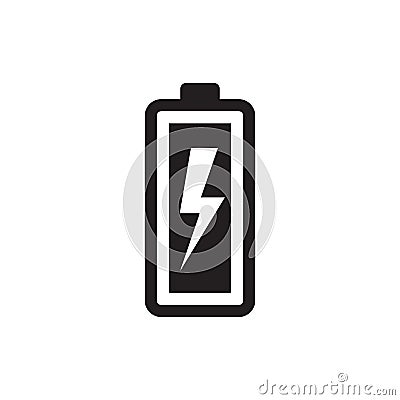 Battery with lightning - black icon on white background vector illustration for website, mobile application, presentation Vector Illustration