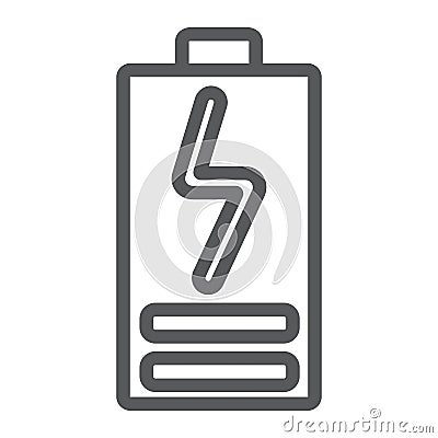 Battery load line icon, electric and power, energy charge sign, vector graphics, a linear pattern on a white background. Vector Illustration