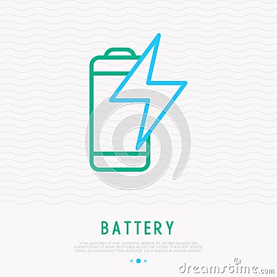 Battery load thin line icon Vector Illustration