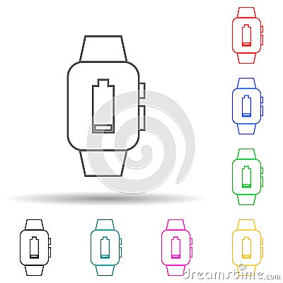 battery low on a smart watch multi color style icon. Simple thin line, outline vector of web icons for ui and ux, website or Stock Photo