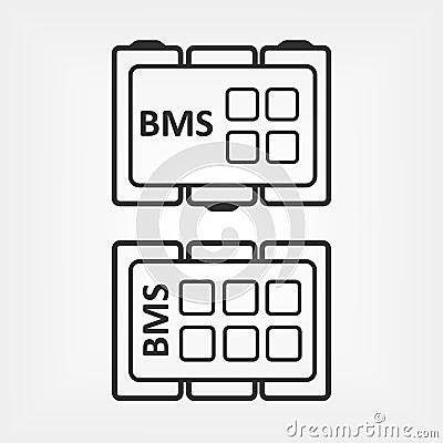 Battery management system outline vector icon. Flat BMS sign transparent concept Vector Illustration