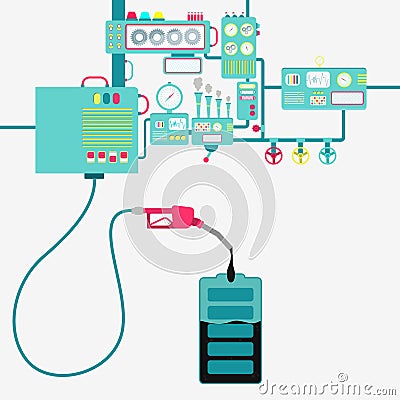 Battery and oil production Vector Illustration