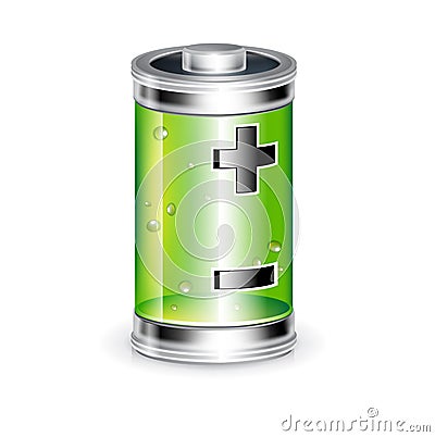 Battery with plus minus sign isolated Stock Photo