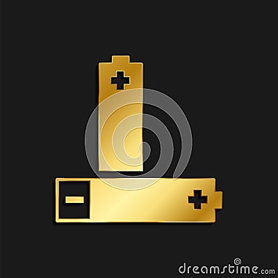 battery, pollution, harmful gold icon. Vector illustration of golden dark background Cartoon Illustration