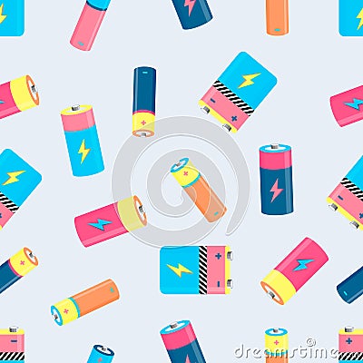 Battery power electronics seamless pattern Vector Illustration