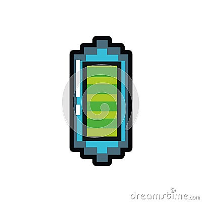 battery power video game pixelated Cartoon Illustration