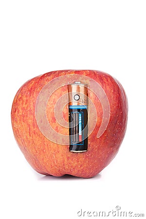 Battery Powered Apple Stock Photo