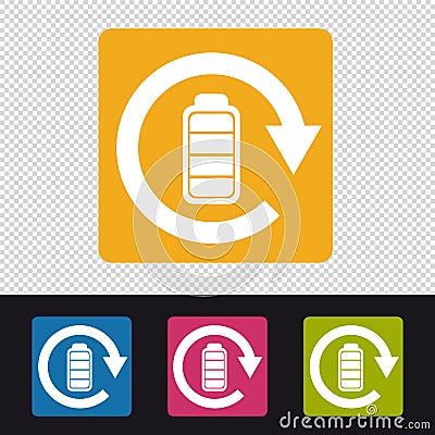 Battery Rechargeable Icon - Colorful Vector Illustration - Isolated On Transparent Background Stock Photo