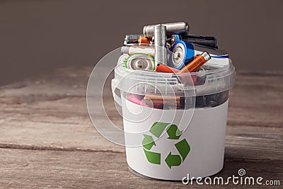 Battery recycle bin Stock Photo