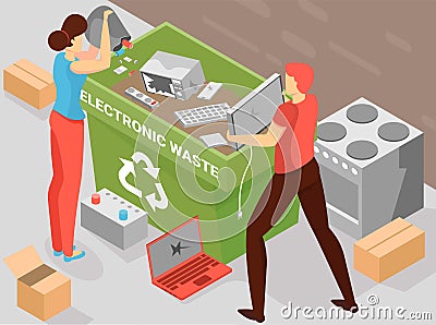 Battery Recycling Background Vector Illustration