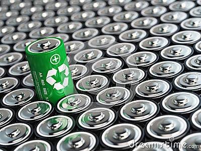 Battery recycling concept. Green energy, Background from battaries Cartoon Illustration