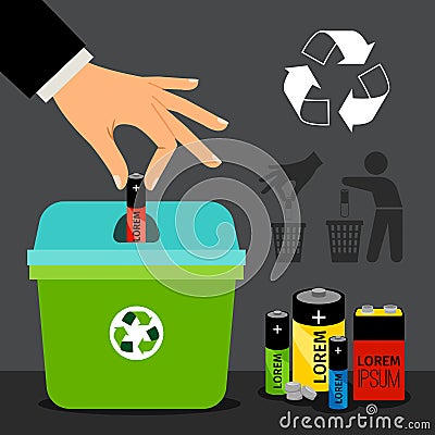 Battery recycling illustration Vector Illustration