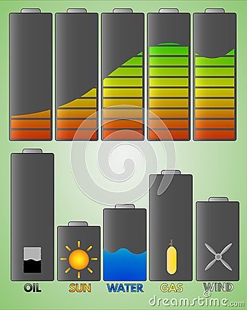 Battery stylized infographics Stock Photo