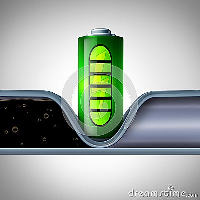 Battery Technology Disrupting Oil Industry Cartoon Illustration