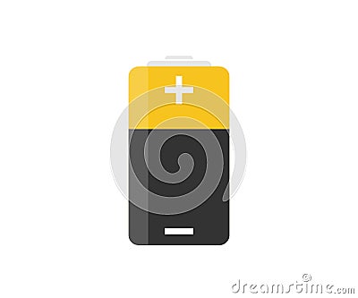 Battery types. Realistic electric alkaline cells logo design. AA size format. Energy abstract. Tools for charging electrical. Vector Illustration
