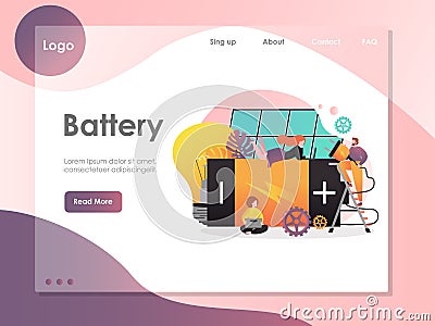 Battery vector website landing page design template Vector Illustration