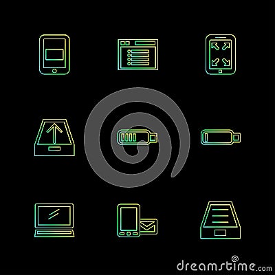 battery , wifi , network , infrared , signals , web , user inter Vector Illustration