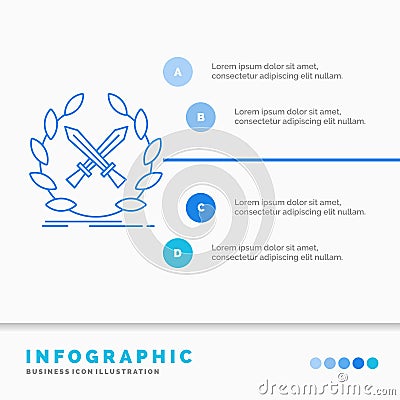 battle, emblem, game, label, swords Infographics Template for Website and Presentation. Line Blue icon infographic style vector Vector Illustration