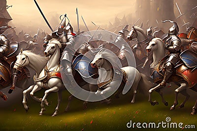 Battle of Knights, Generative AI Illustration Stock Photo