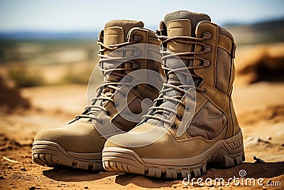 Battle Ready Footwear Redefining Military Combat Boots. Generative AI Stock Photo