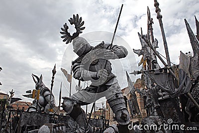 Battle scene of medieval knights Stock Photo