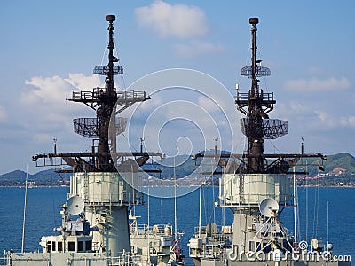 Battle ship radar Stock Photo
