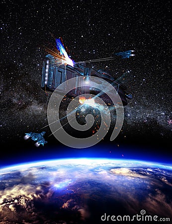 Battle in space Stock Photo