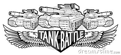 Battle tank logo in black and white Vector Illustration