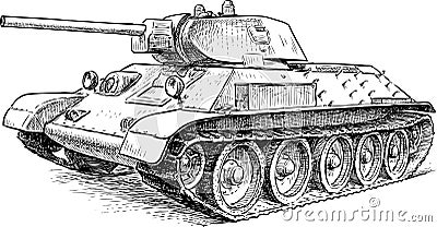 Battle tank of the Second World War time Vector Illustration