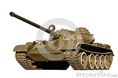 Battle tank on a white Stock Photo