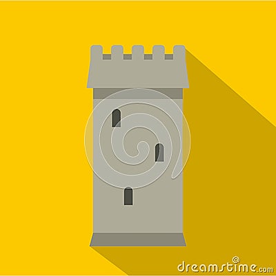 Battle tower guarding the fortress icon Vector Illustration
