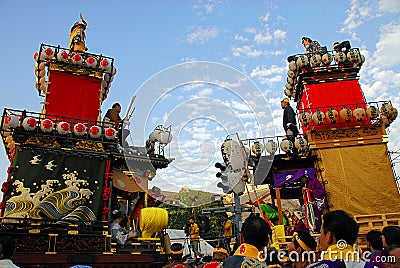 Battle of two festival floats Editorial Stock Photo