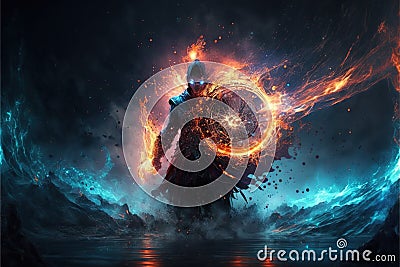 Battlemage in magical fantasy setting for game character design Stock Photo